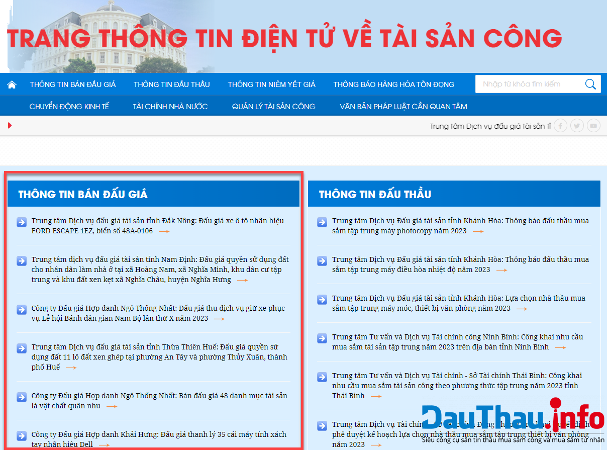 Trang thông tin đấu giá tài sản công