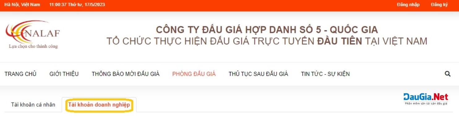 Chọn mục Tài khoản doanh nghiệp để đăng ký