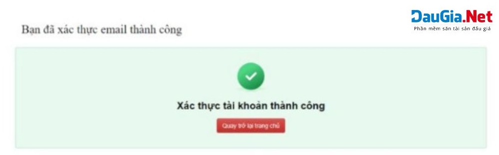 Xác thực tài khoản thành công