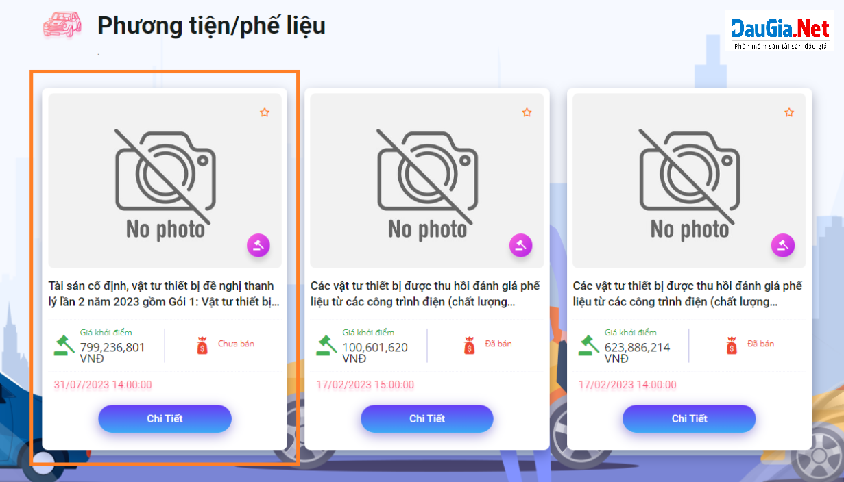 cùng thời gian nhưng trên website sàn đấu giá Thành An chỉ đăng đúng 1 thông báo