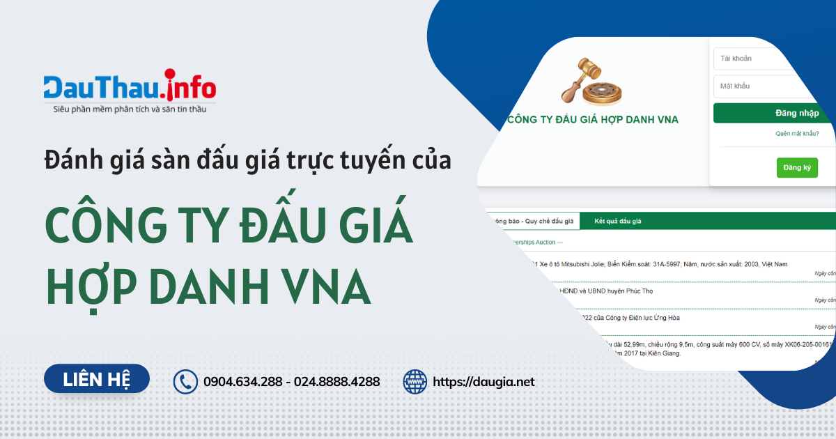 Đánh giá sàn đấu giá trực tuyến của Công ty đấu giá hợp danh VNA