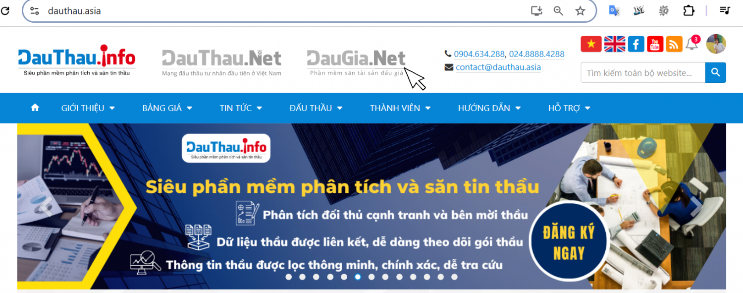 contror chuột vào logo daugia