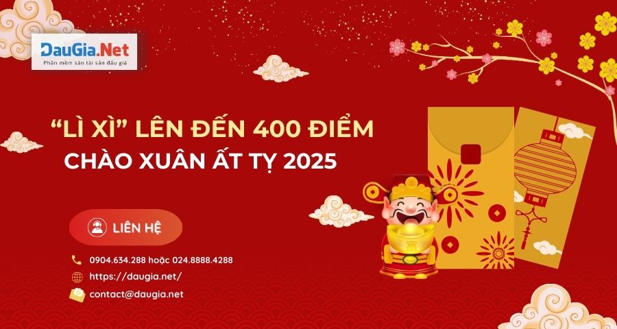 daugia net lì xì lên đến 400 điểm xuân ất tỵ