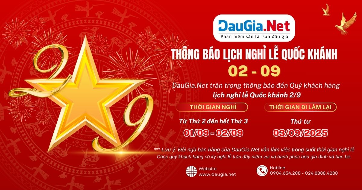 DauGia.Net thông báo lịch làm việc lễ Quốc khánh 02/09/2025
